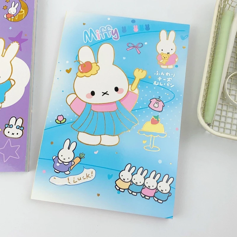 Фото Мультяшный блокнот Kawaii Miffy в новом стиле, формат А5, для студентов, с красочными страницами, утолщенный, практичный подарок для друзей №3