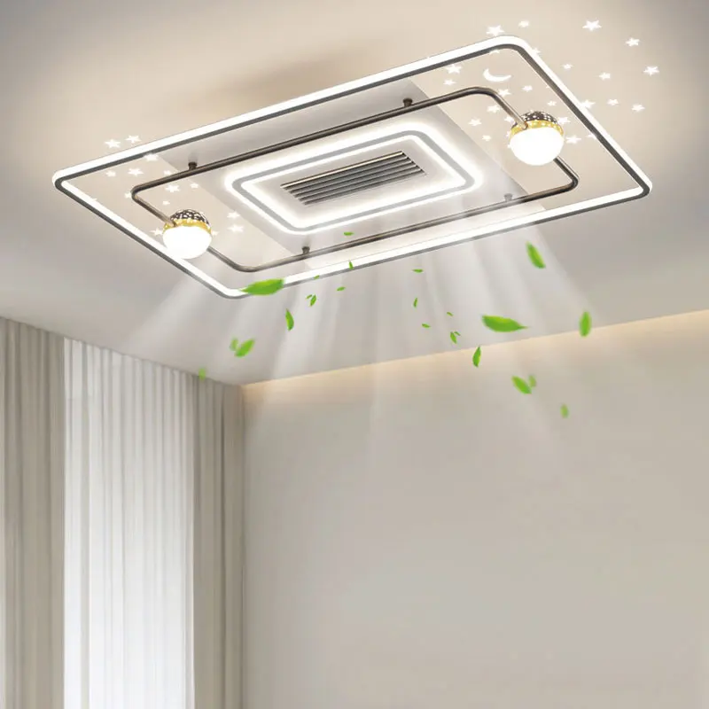 

Modern Full Spectrum Bladeless Ceiling Fan Lamps Dimmable With Remote Control 6 Gears Indoor LED Lighting Bedroom Living Room