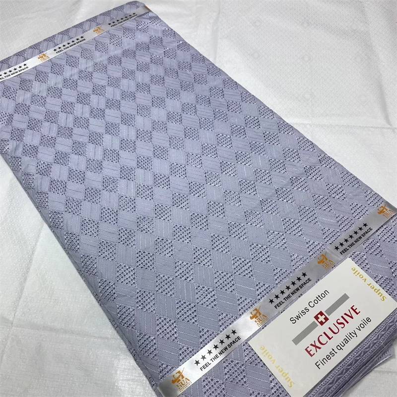 

5 Yards Nigerian 100% Cotton Polish Satin Embroidery Fabric High Quality Swiss Voile Lace Material For Men Dubai Style 4L091202
