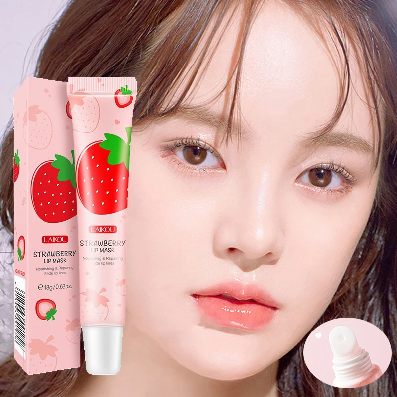 

LAIKOU 18g Strawberry Lip Mask Anti-Wrinkle Remove Long Lasting Moisturizing Lip Balm Skincare Masks Korean Skin Care Products