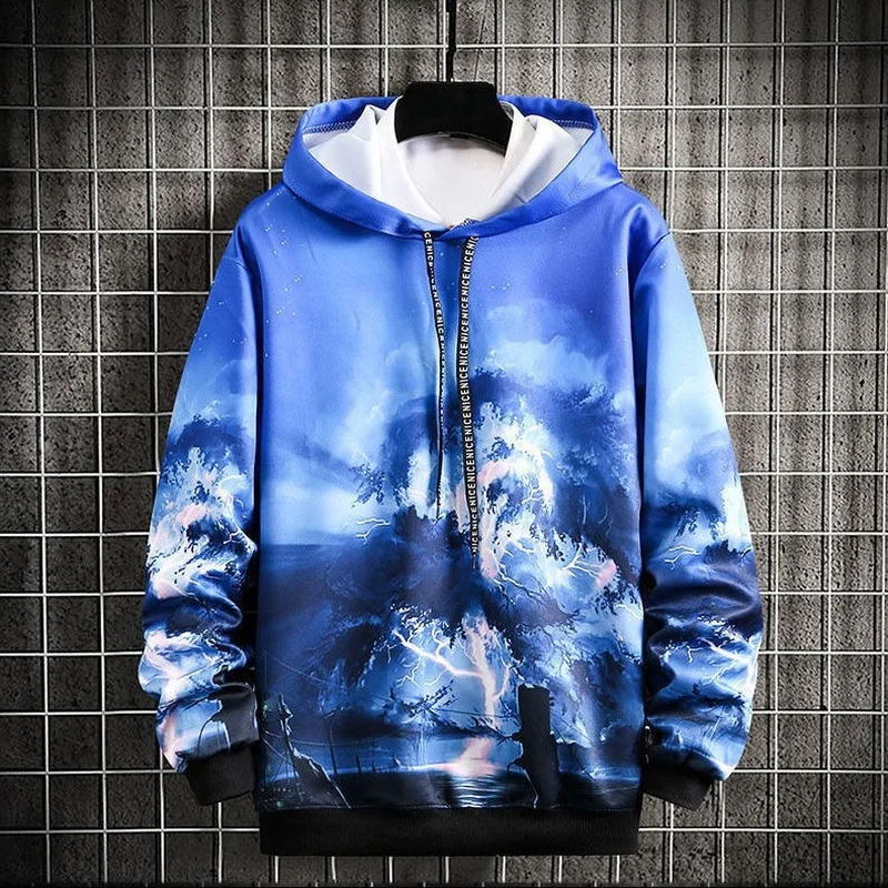 Klein Blue TieDye Gradient Color Ladies Hoodie Oversized Harajuku Fashion Women Hoodie Autumn Streetwear WomenArt Handpainted