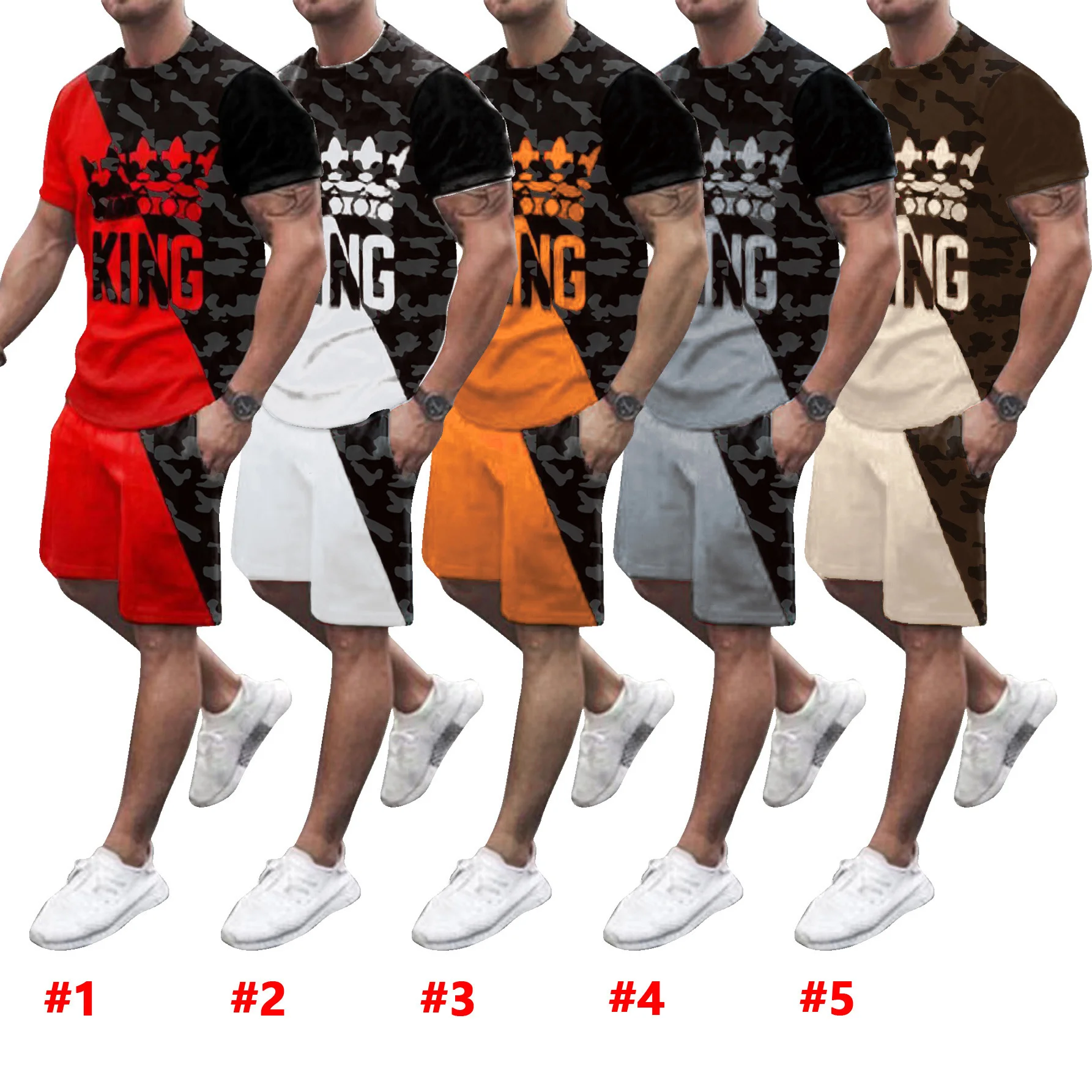 

D9820 Men's fashion informal solid Color print Two piece group Valentine's Day Men's Wear s