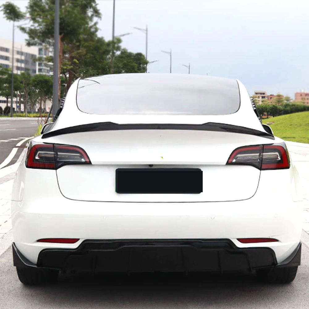 

Для Tesla Model 3 2018 2019 2020 2021 2022 V Стиль Гонки Спорт Задняя Крышка багажника автомобильный спойлер Крылья ABS черный углеродный Внешние детали
