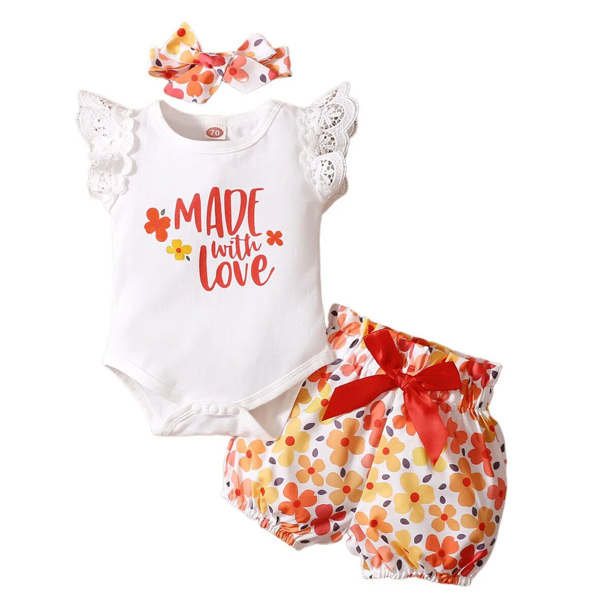 

Kids Summer Clothes for Girls Cotton Letter Printed Rompers + Shorts + Headbands 3PCS Outfits Sets Children's Bebes Tracksuits