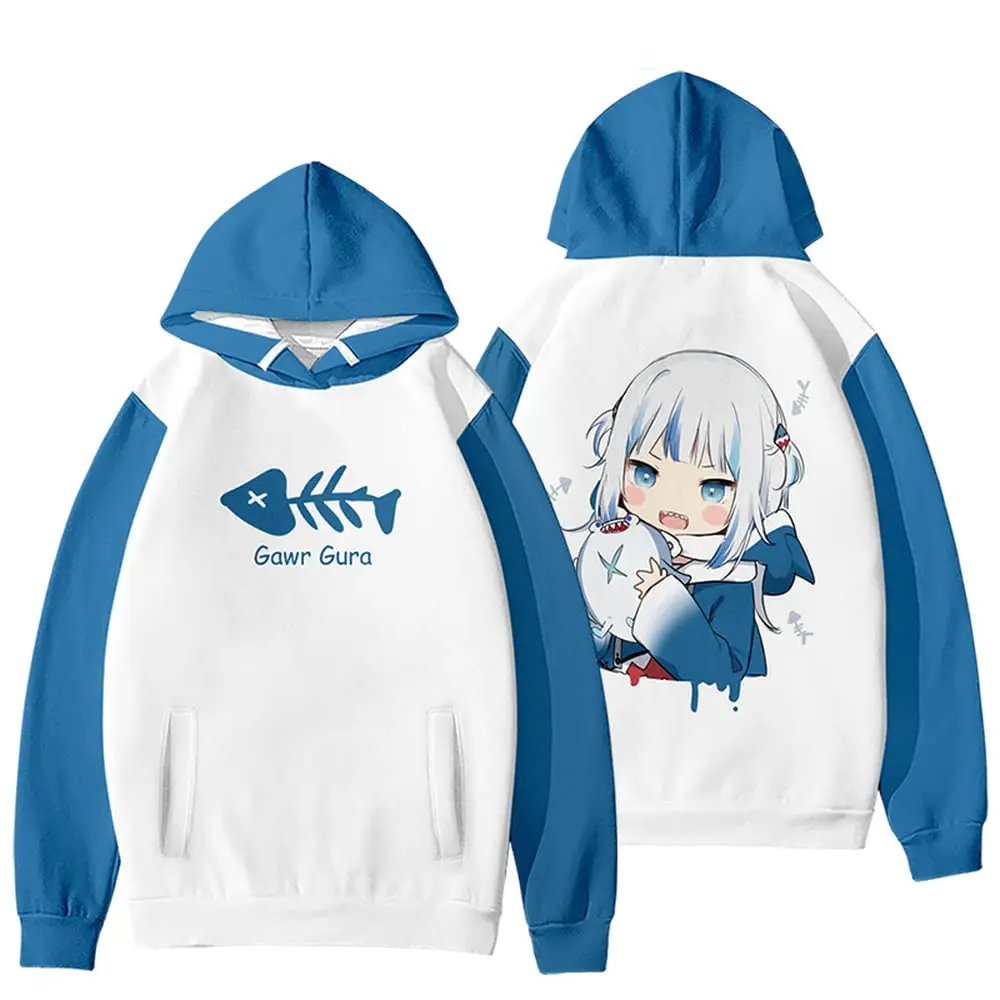 

2022 Gawr Gura Hololive VTuber Merch весна-Зима Женская/мужская толстовка с длинным рукавом и капюшоном Harajuku крутая стильная одежда
