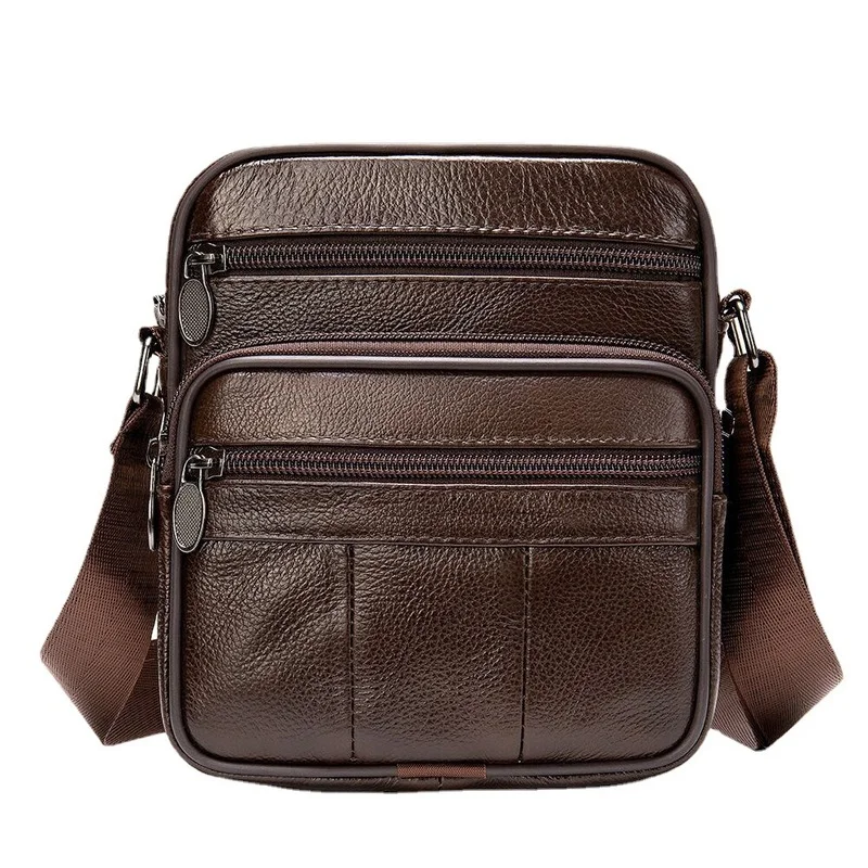 

New Men's Leather Messenger Bag Men's Vertical Top Layer Cowhide Casual Shoulder Messenger Bag Hot Sale