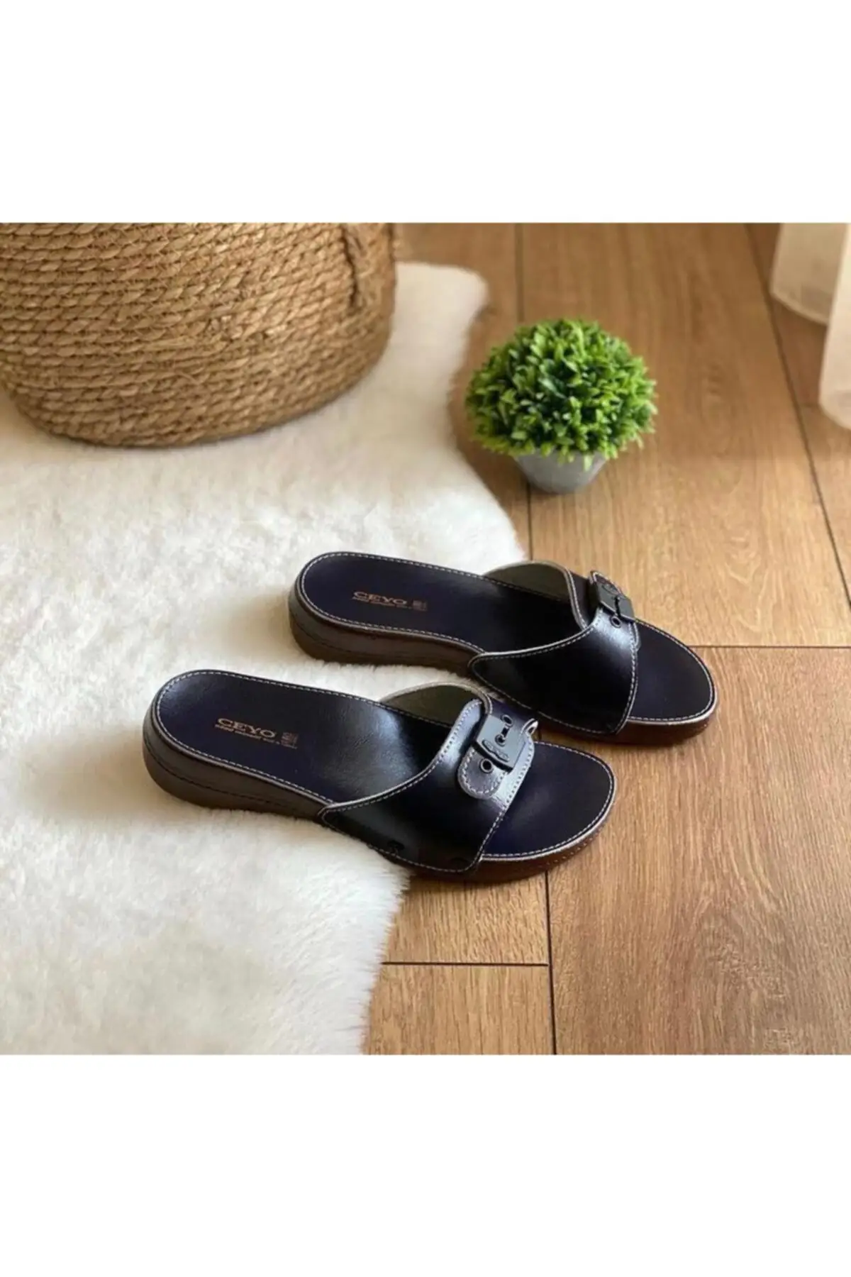 

6500 Minelli Orthopedic Women Slippers Shoes Navy Blue