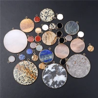 natural stone jaspers pendant disc shape labradorite agates charms pendants for diy jewelry making necklace earrings accessories