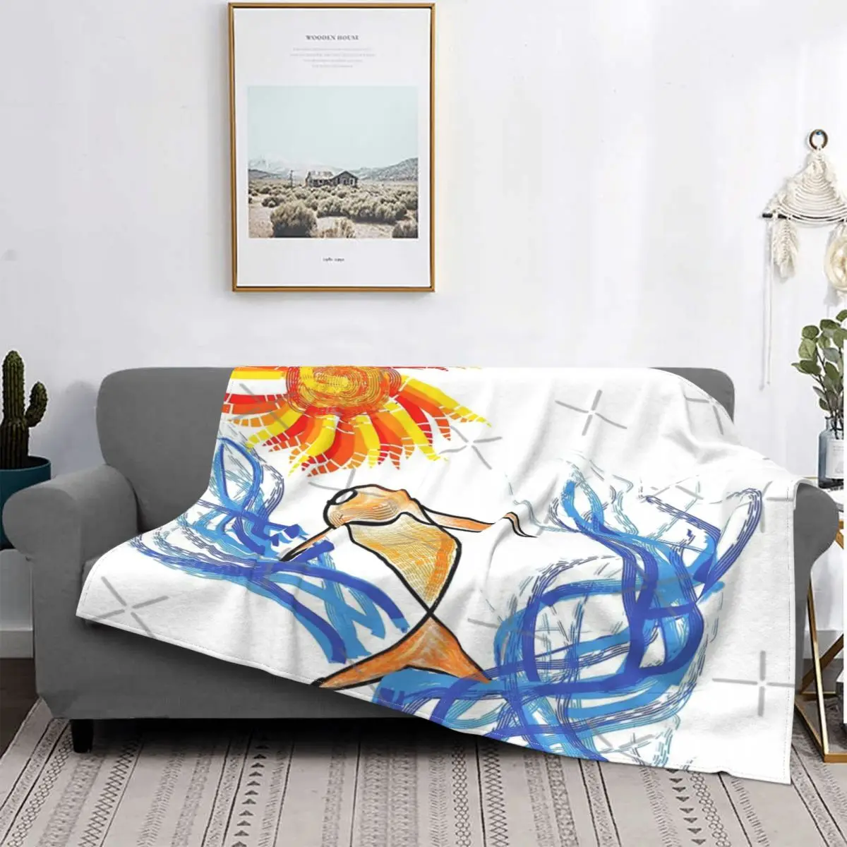 

Manta de pescado a cuadros para cama, manta de playa Kawaii, manta ponderada