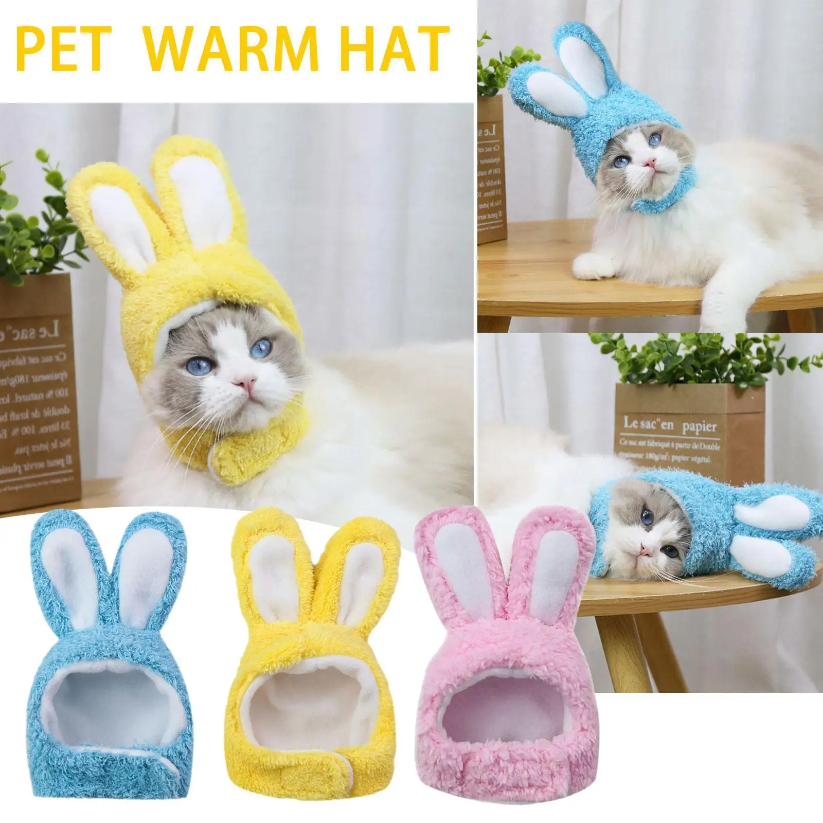 

New Funny Pet Dog Cat Hat Costume Warm Rabbit Hat New Year Party Christmas Cosplay Photo Props Headwear Pet Supplies