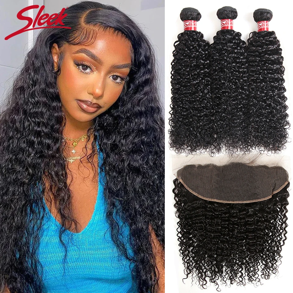 

Sleek Kinky Curly Bundles With Frontal Remy Human Hair Bundles With Closure Jerry Curl Peruvian Hair Weave Bundles With Closure