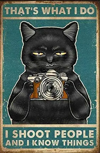 

ZMKDLL Animal Lover I Drink Coffee and I Know Things Retro Metal Tin Sign Vintage Sign for Home Coffee Wall Decor 8x12 Inch