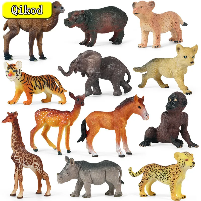 

2022 Simulation Wild Animals TPR Animal Elephant Leopard Hippo Model Action Figures Figurines Educational Toys for Children Gift