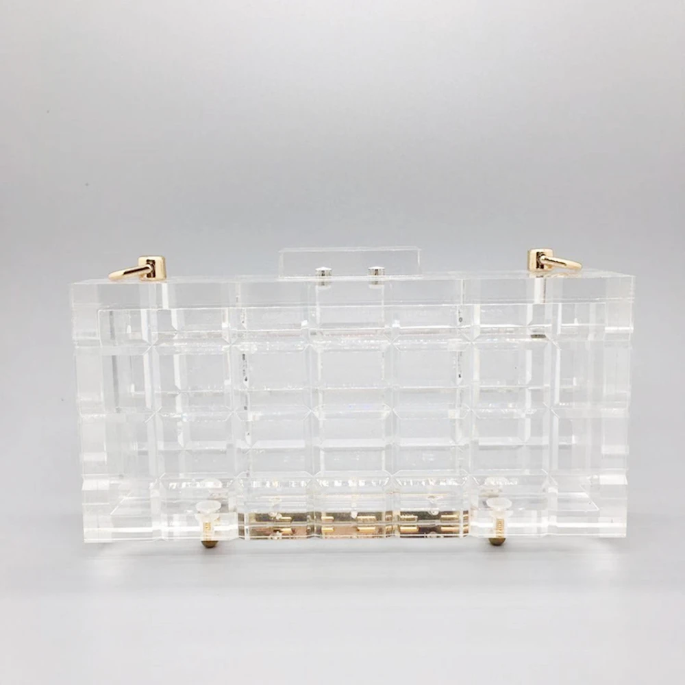 

Новая модная прозрачная акриловая вечерняя сумка, Женская шикарная клетчатая Прозрачная Жесткая коробка, женский клатч для выпускного, стильная повседневная Летняя сумка через плечо