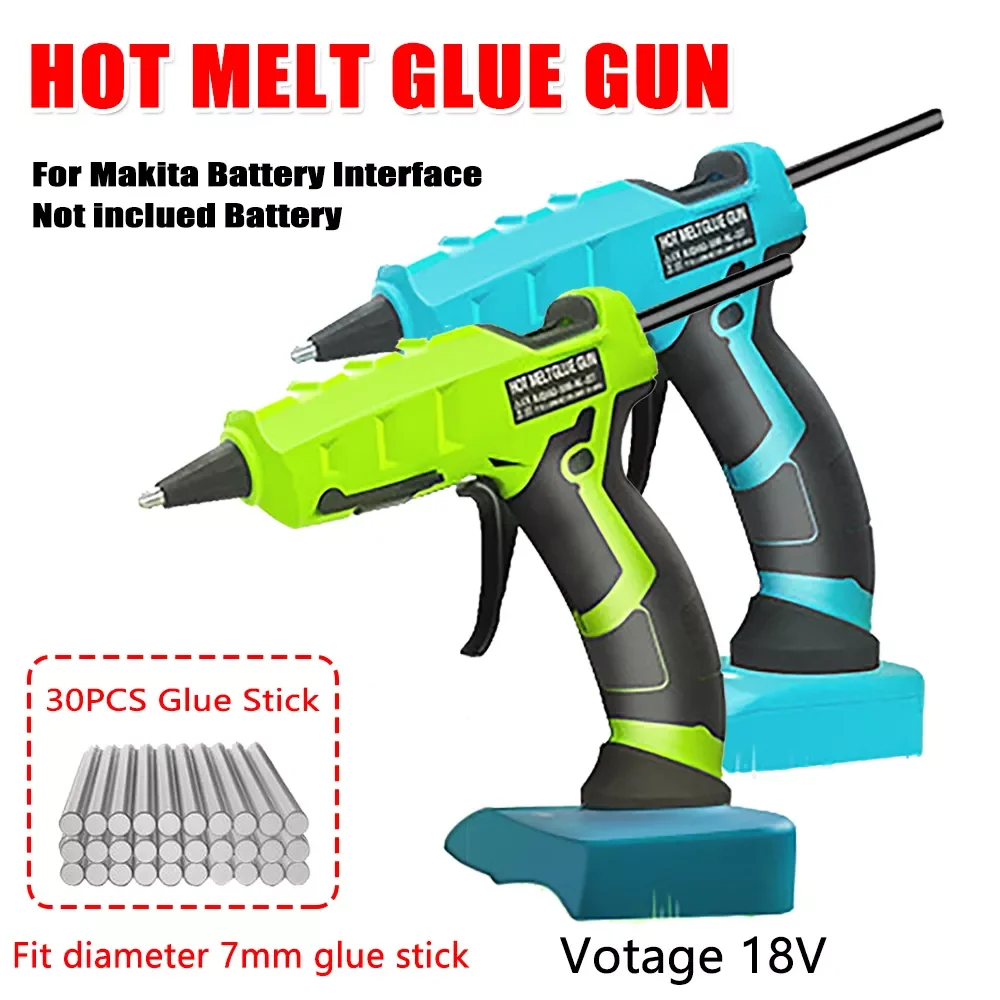 

NEW2023 Wireless Hot Melt Glue Gun with 30PCS 7mm Glue Stick Set DIY Welding Hot Air Gun for Makita 18V Battery Hot Glue Gun