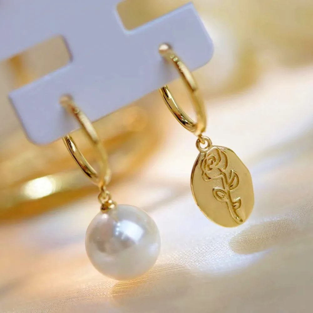 

DIY Pearl Ear Stud Accessories S925 Sterling Silver Jewelry Gold Ear Stud Female Empty Fit 9-15mm Beads