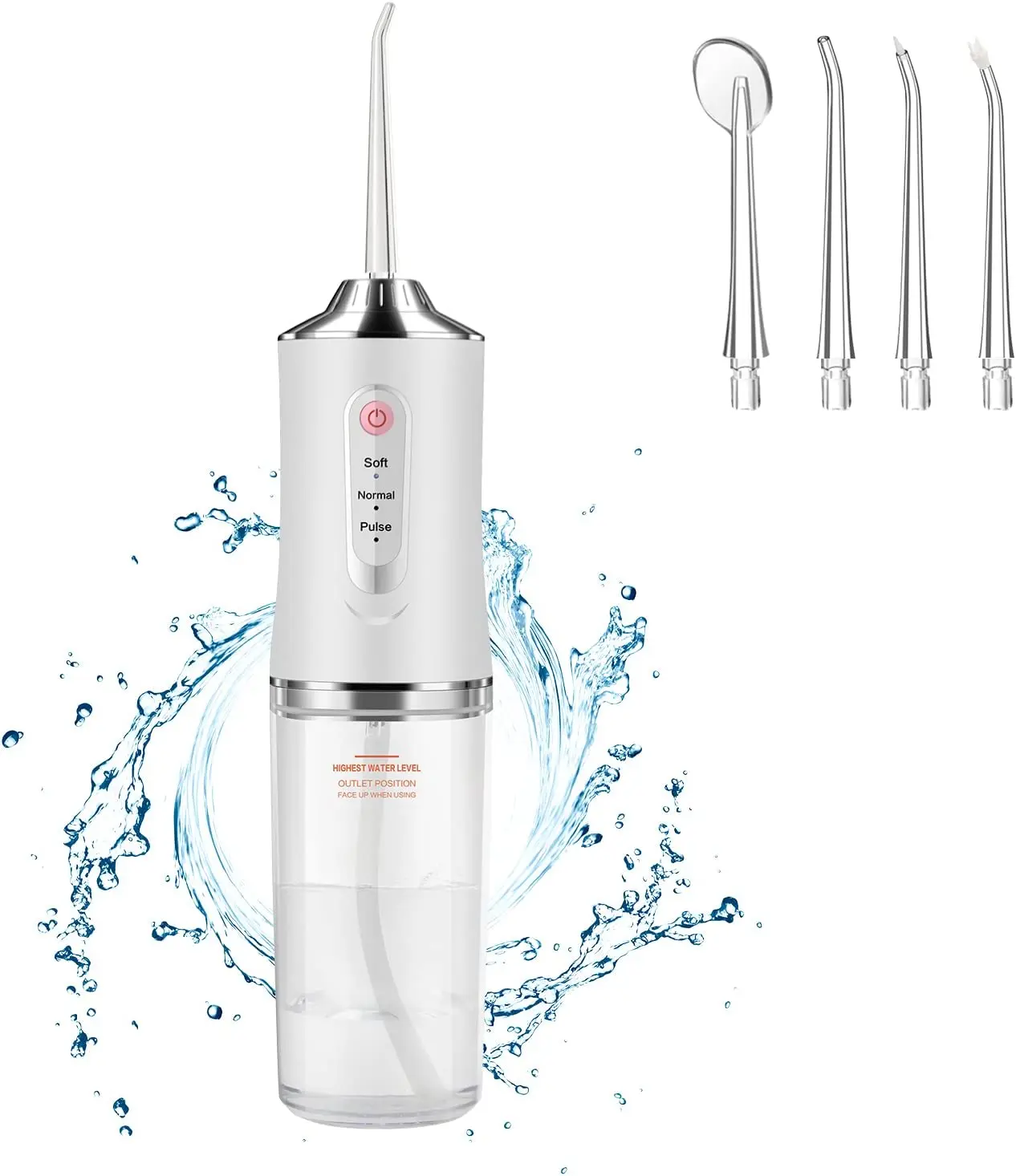 

Ирригатор полости рта аккумуляторный, 230 мл, 3 режима, 4 насадки