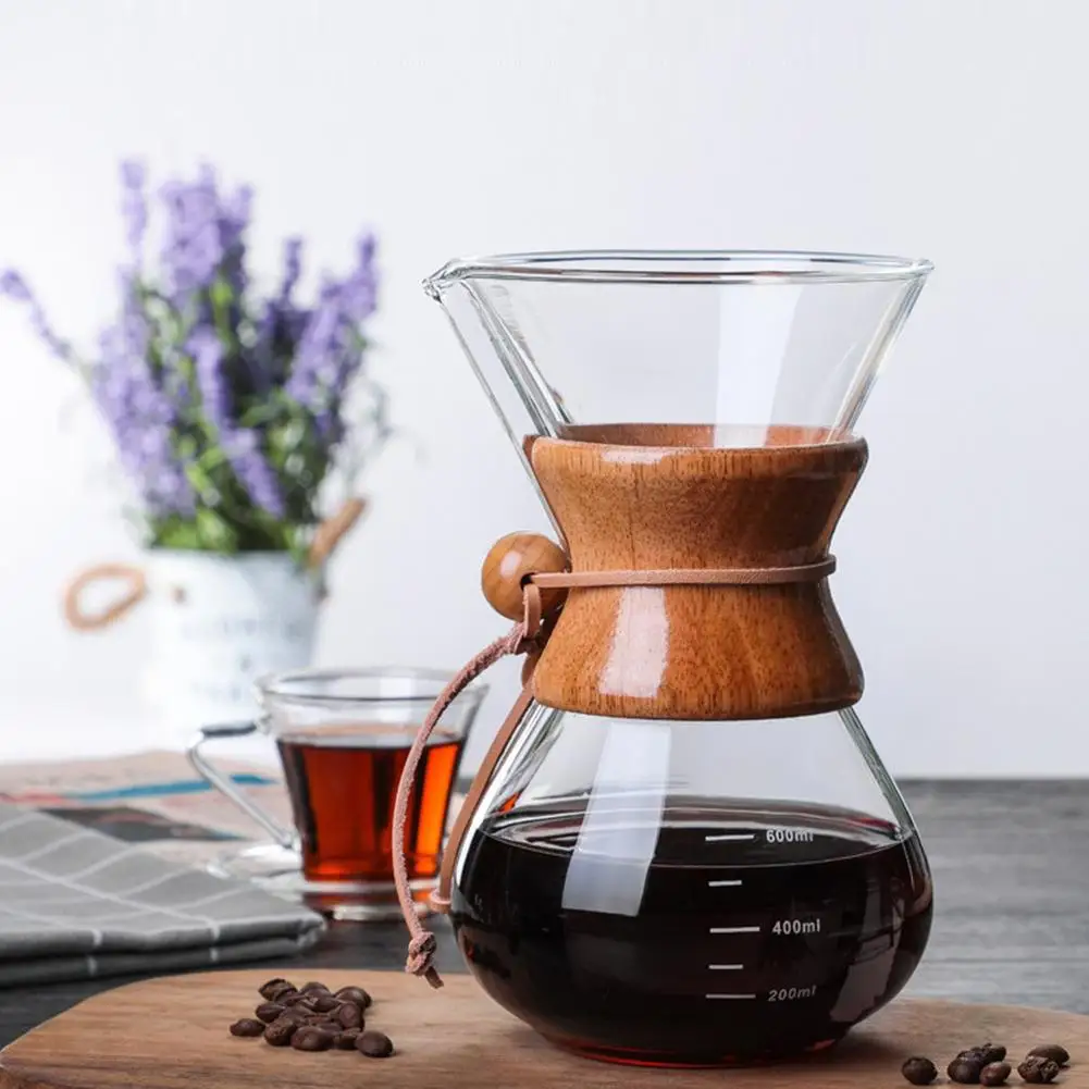 

600 ML Household Kitchen Reusable Hand-pour Coffee Filter Cup With Pouring Spout Double-layer Filter Coffee Maker Dripper Set
