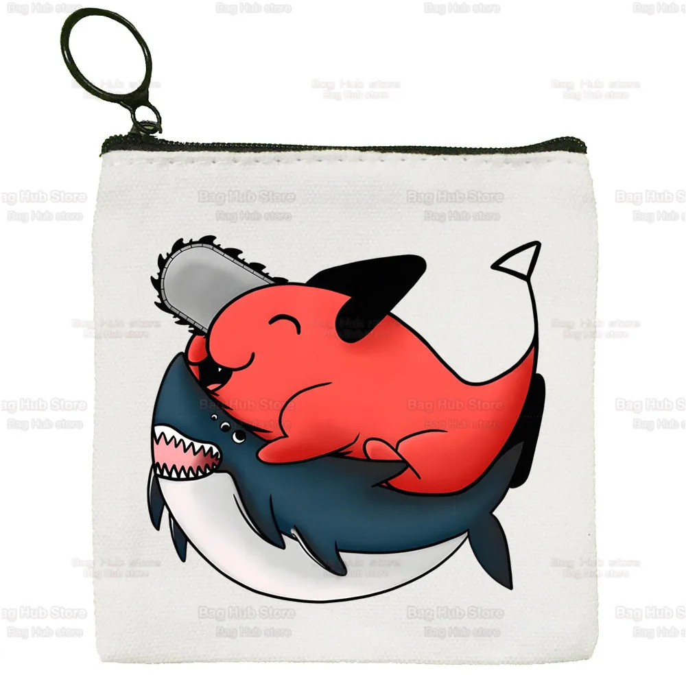 Chainsawman Kawaii Pochita Denji Canvas Coin Purse Coin Chainsaw Man Anime Purse Bag Small Wallet Zipper Key Bag Hand Gift