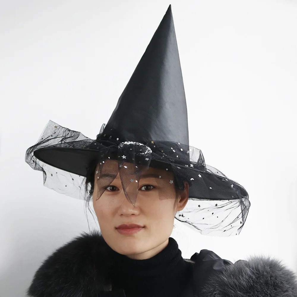 1 шт. Топпер для рождественской елки Хэллоуин шляпа ведьмы Прозрачная Кружевная
