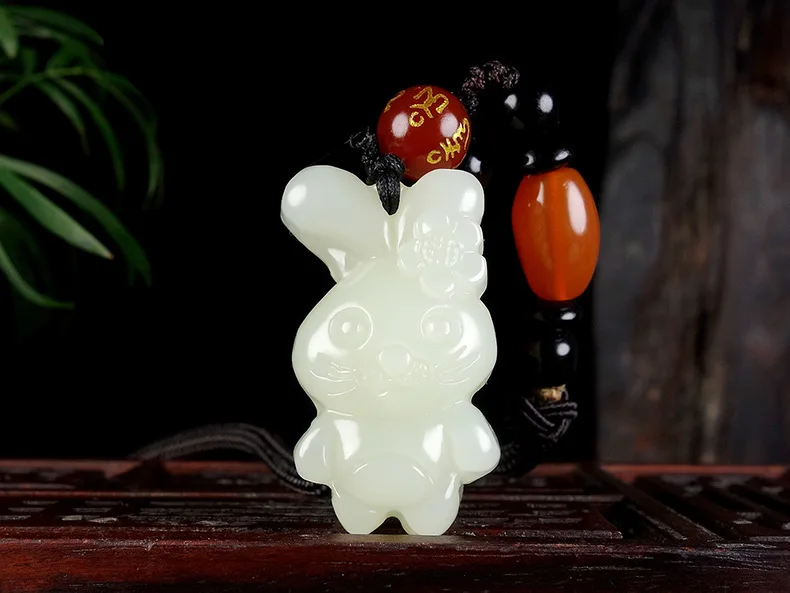 Горячая Распродажа натуральный ручной вырезать Hetian Белый Нефрит Зодиак Подвеска