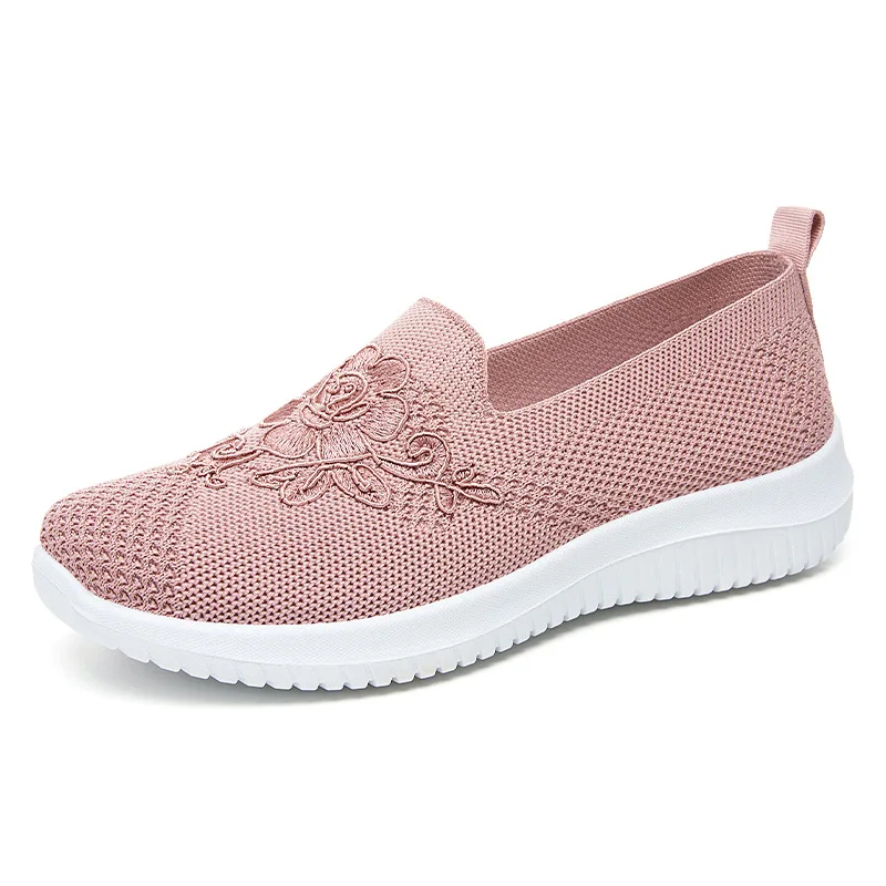 

Summer Mesh Knitting Sneakers Women Breathable Walking Shoes Non-slip Ladies Casual Nurse Office Shoes Cheap Mom Ballet Flats