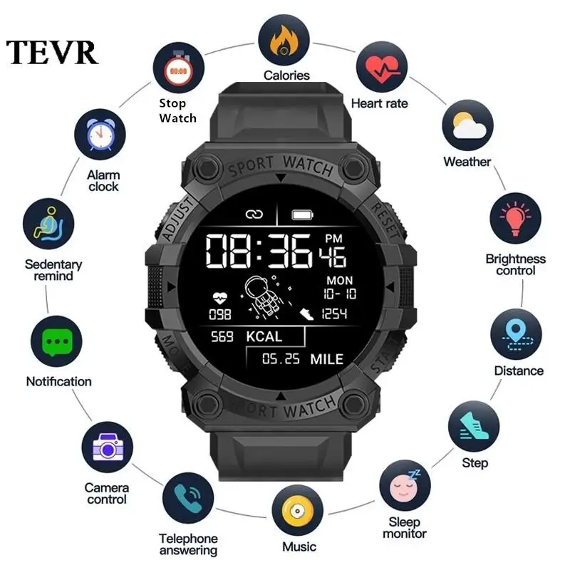 

TEVR New Smart Watches Men Women Bluetooth Smartwatch Touch Smart Bracelet Fitness Bracelet Connected Watches for IOS Android