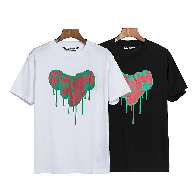 

Palm Angels Men's Women's T Shirts Streetwear Hip Hop T-shirt 22SS Letter Logo Love Spray Paint Printing Short Sleeve Casual Top
