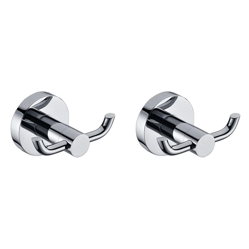 

2X Stainless Steel Towel Holder Bathroom Robe 2 Hook Hat Clothes Wall Door Hanger,5Cmx6cmx8cm