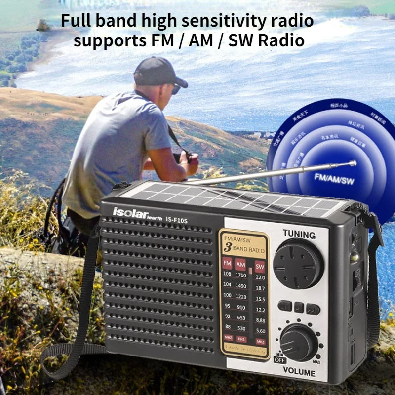 

Solar powered Emergency Radio Multi Band High Sensitivity Radio with Bluetooth Speaker and LED Light Supports FM / AM / SW Radio