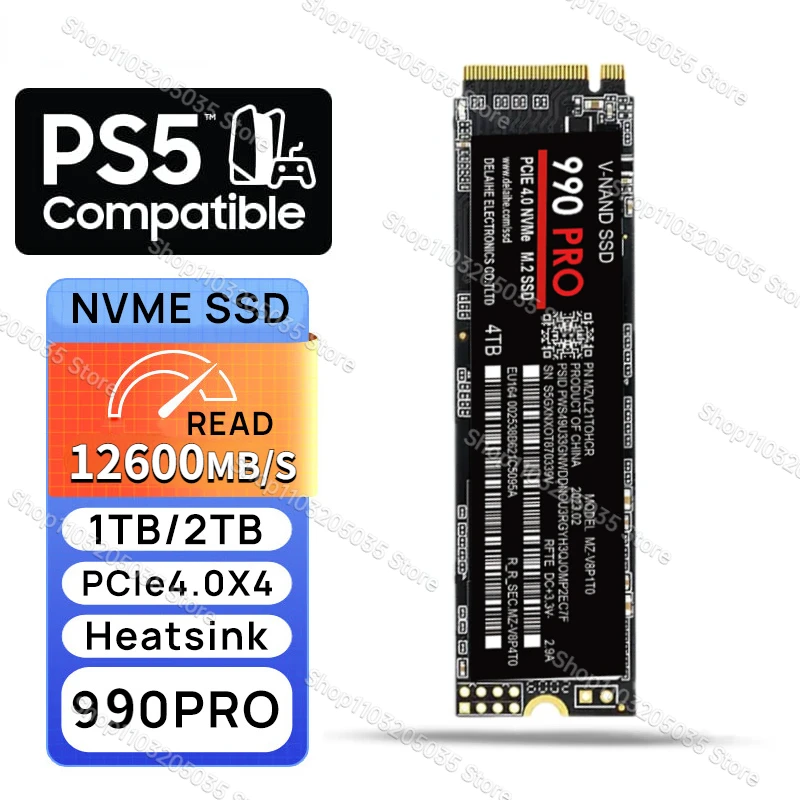 

1TB 2TB 4TB SSD 990 Pro with Heatsink NVMe PCIe 4.0 M.2 2280 Drives ssd nvme m2 for PS5 PlayStation5 Laptop Gaming Computer