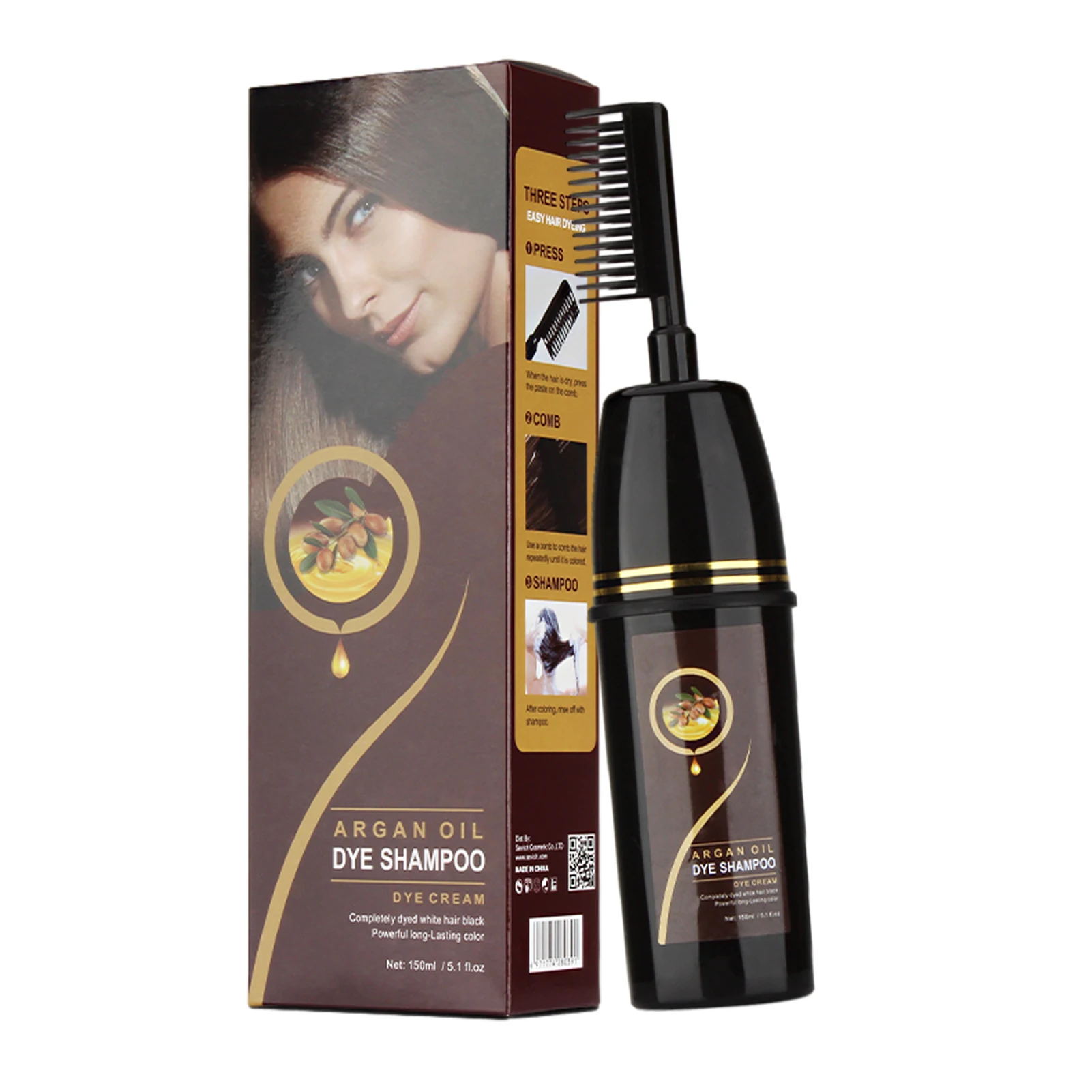 

Набор для окрашивания черных волос, натуральный крем для окрашивания черных волос, для мужчин и женщин, расческа для ежедневного окрашивани...