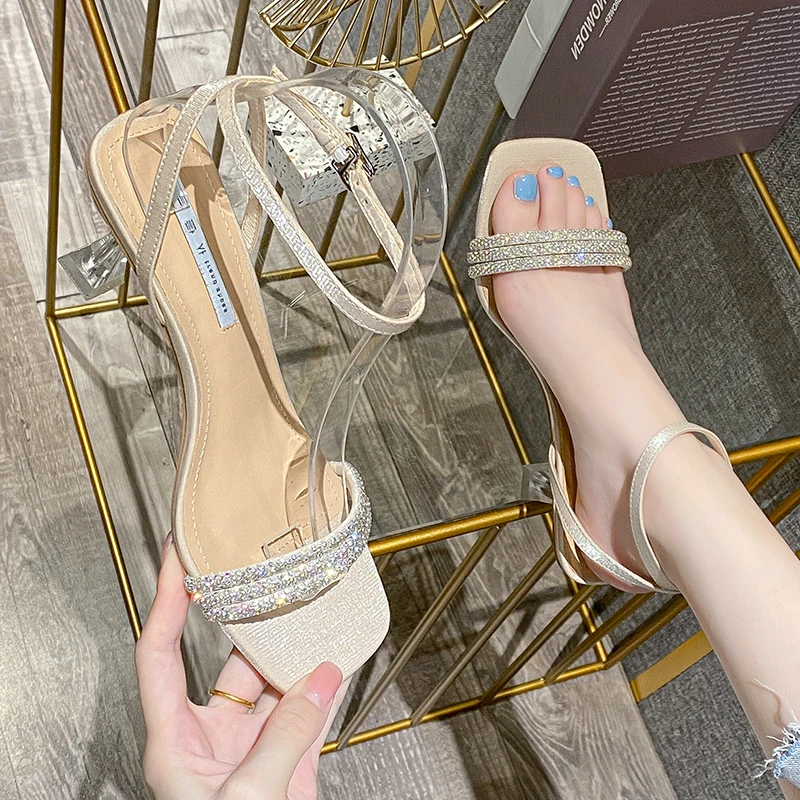 

NewCurve Sandals Sexy Fashion Cow Leather SquareToe 6CM High Heels Ladies Pump Shoes Elegant Shoes For Women Party Wedding Shoes