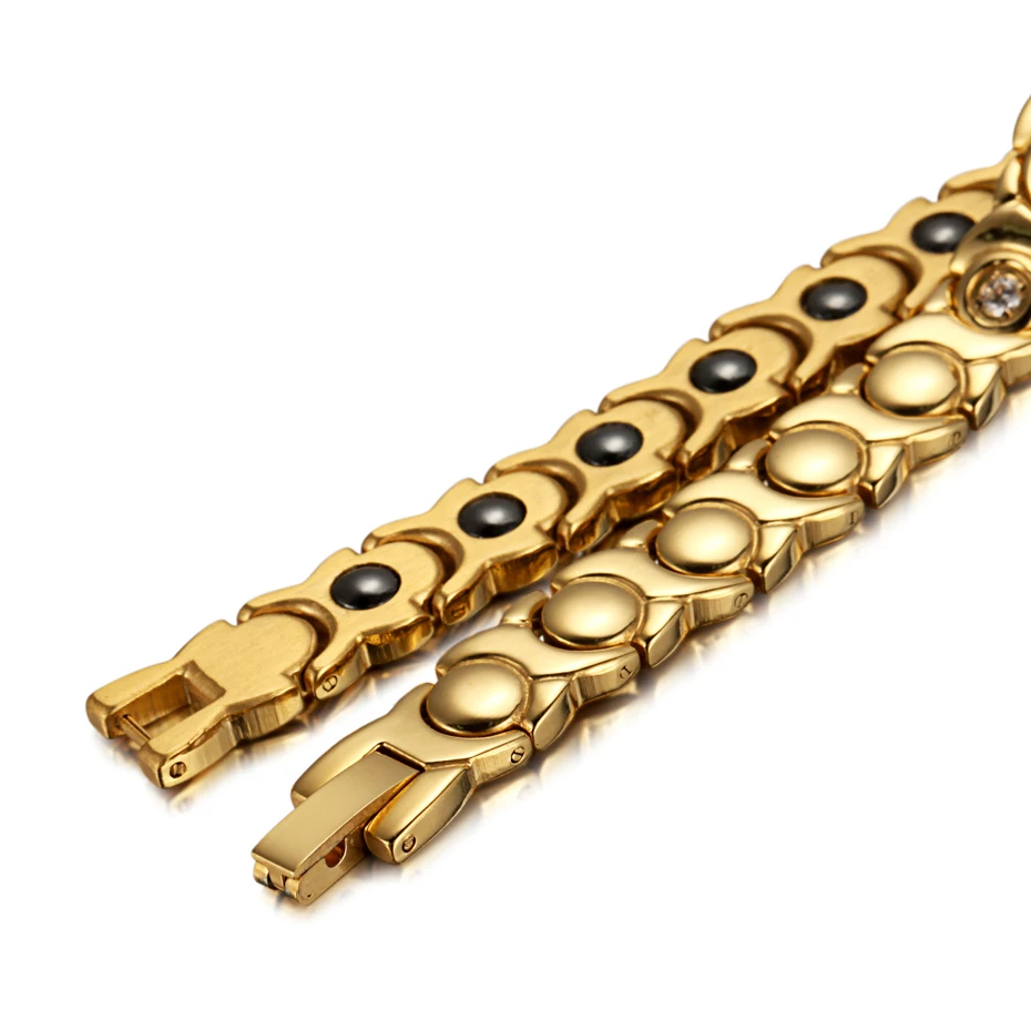 RainSo Hematite Bracelets & Bangles For Women Hot Sale Healing Magnetic Stainless Steel Zircon Fashion Jewelry