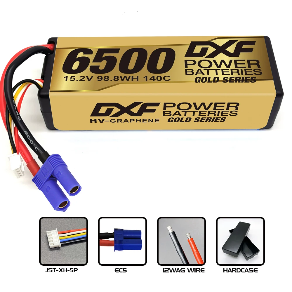 DXF 1/2PCS HV Lipo 4S Battery 14.8V 15.2V 6500mAh 7000mAh 8000mAh 8400mAh 9200mAh 10000mAh for RC 1/10 Buggy Arrma XXMAX Car enlarge