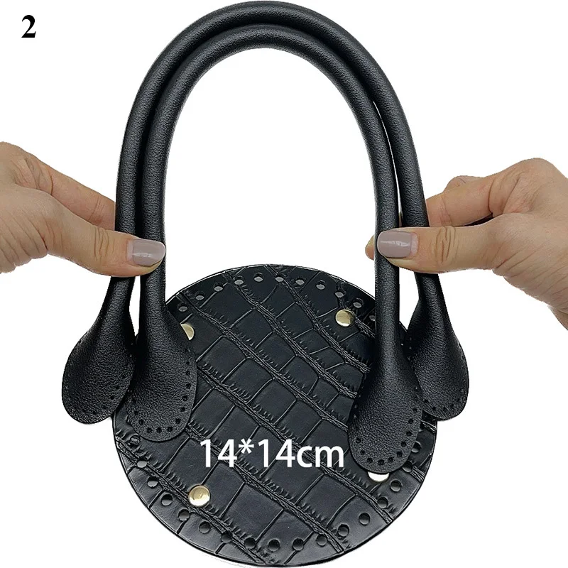 Handmade Handbag Shoulder Strap Hollow Woven Bag Set Bucket Bag Leather with Bag Bottom Belt with  Bag Handle for DIY Handbag