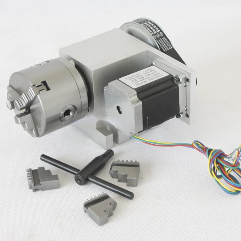 

4th axis rotary for engraving machine with 100mm 4 jaw chuck