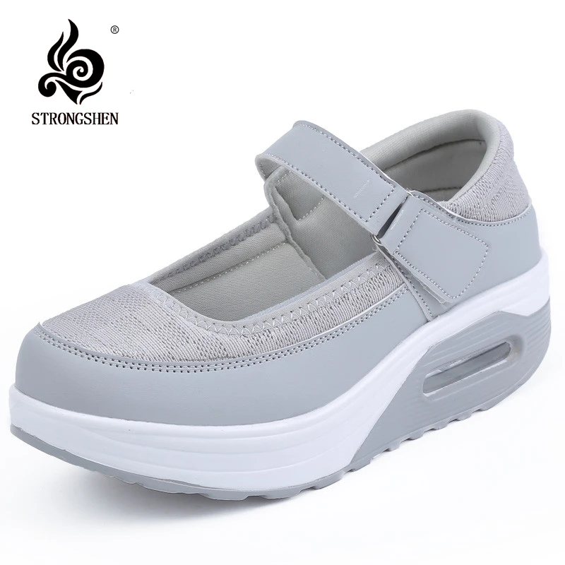 

SRTONGSHEN Women Shoes Fashion Breathable Walking Mesh Flat Shoes Sneakers Women Summer Rocking Shoes Black Ladies Shoe