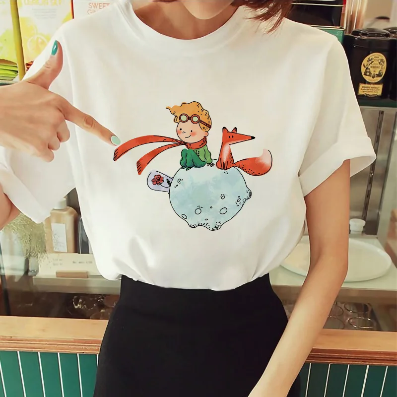 

2022 Women's Tee Spring Summer Little Prince Graphic Women's T-Shirt Fox Printing Shirts For women O-Neck Short Sleeve
