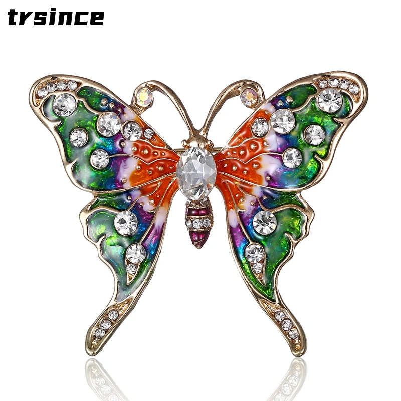 

Creative Exquisite Colorful Rhinestone Butterfly Brooches for Women Fashion Coat Brooch Pin Accessories Party Gift 2 Colors