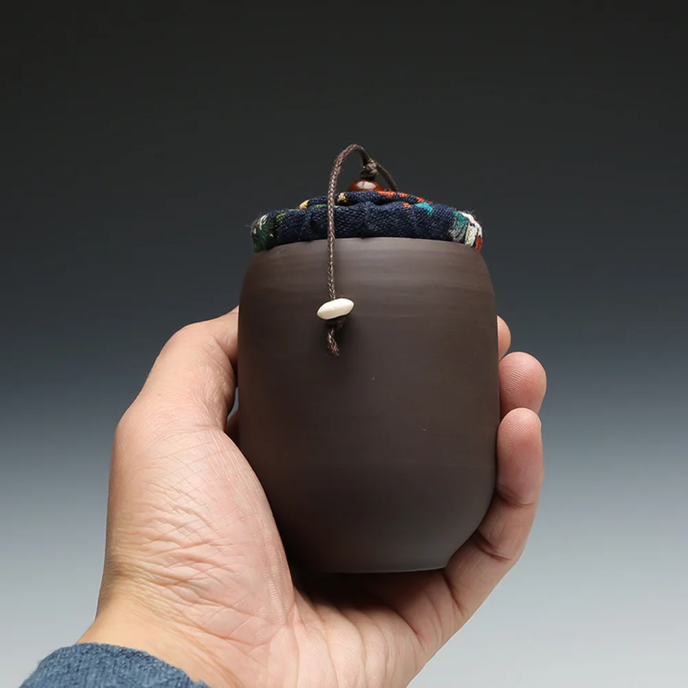 

1 PC Tea Tin Canister Tea Storage Jar Loose Tea Containers Ceramic Storage Can Purple Sand Container Quaint Tea Jar