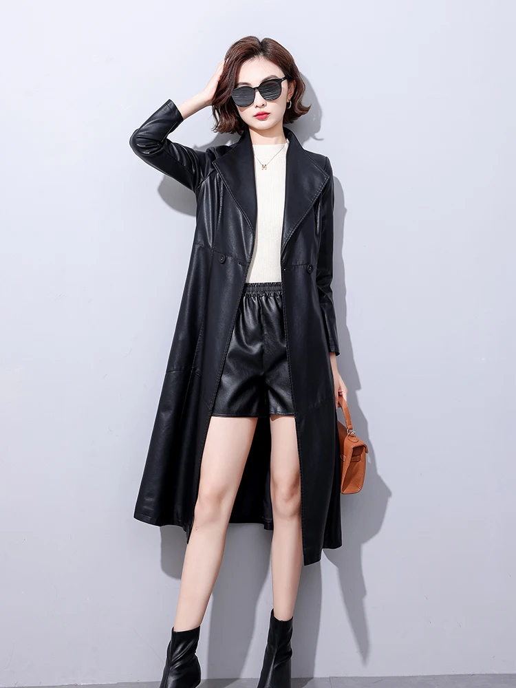Genuine Leather Coat Haining Sheepskin Women Mid-Length Temperament Outerwear 2024 Spring and Autumn Waist Hugging Slim fit o...