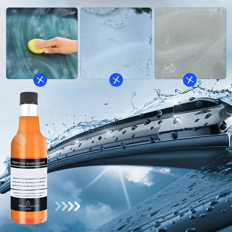 

150ML Auto Glass Stripper Oil Film Cleaner Water Spot Remover Car Windshield Cleaner Liquid Window Glass Wiper Oil Film Agent