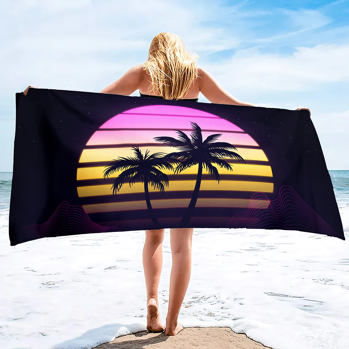 

Neon Palms Beach Towel Microfiber Sand Free Beach Towel Thin Quick Fast Dry Super Absorbent Oversized Large Lightweight Towels