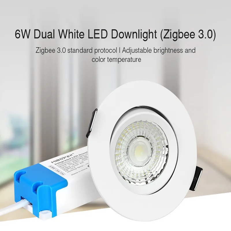 

MiBoxer DW2-06A-ZB 6 Вт двойной белый светодиодный потолочный светильник Zigbee 3,0 FUT089Z дистанционный фотострока цветовая температура/яркость регулиру...