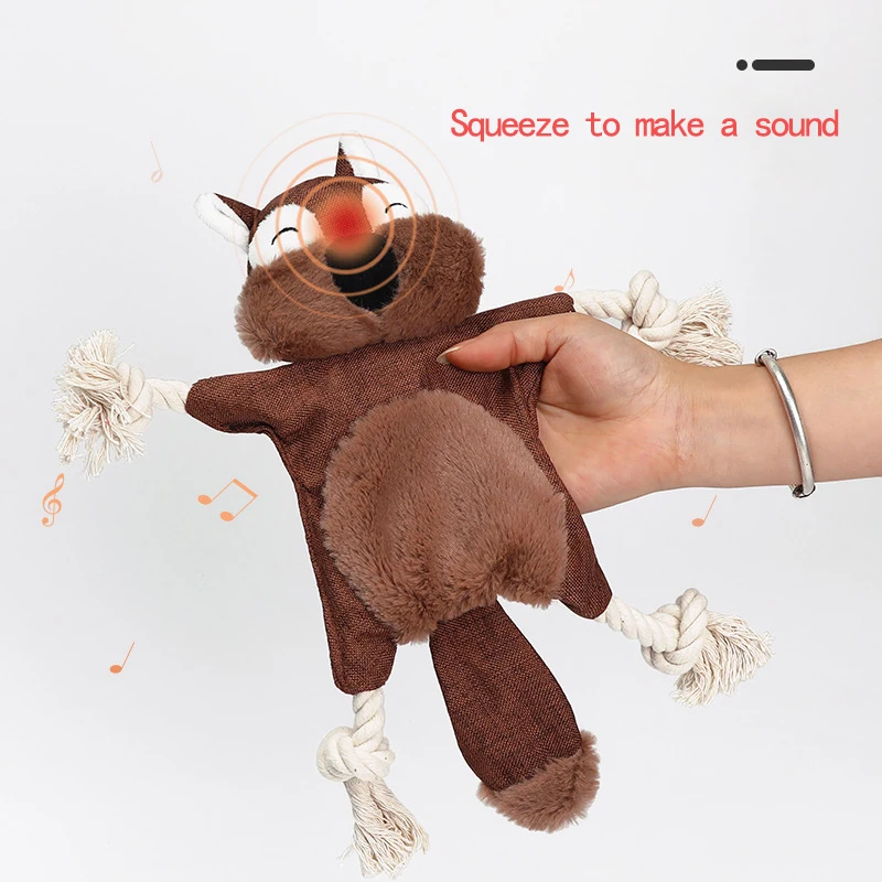 Забавная мягкая плюшевая веревка L40 милая игрушка со скрипящим звуком белка