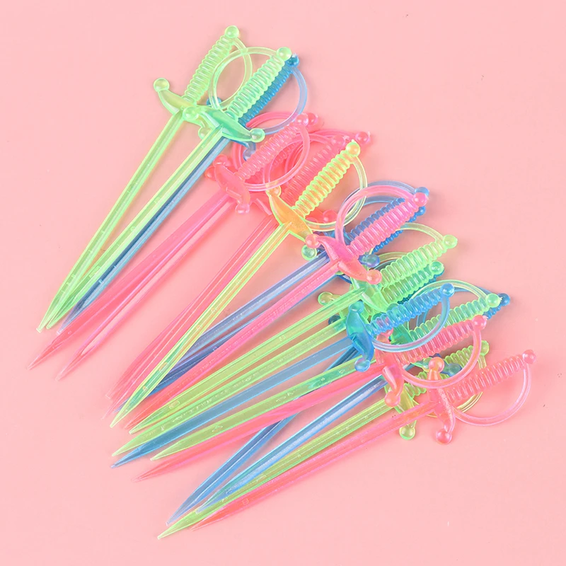 

40pcs Mixed Color Plastic Epee Buffet Sticks For Fruits Cocktail Snack Food Forks Tableware Barware Kitchen Accessories