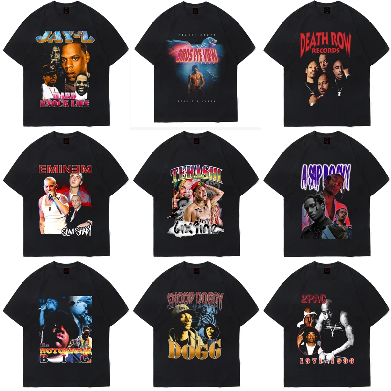 

Tupac 2pac T Shirt Travis Scott Eminem LiL Peep Asap Rocky Jay-z Hip Hop T-shirt Streetwear Tee Shirt 2022 Trend Short Sleeve