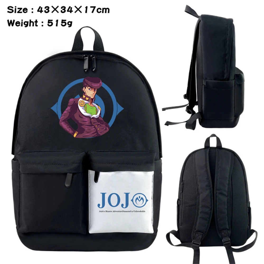 

JoJo's Bizarre Adventure Nylon Backpack Casual Laptopbag Student Schoolbag Cartoon Packsack Teenager Knapsack Unisex Zip Bookbag