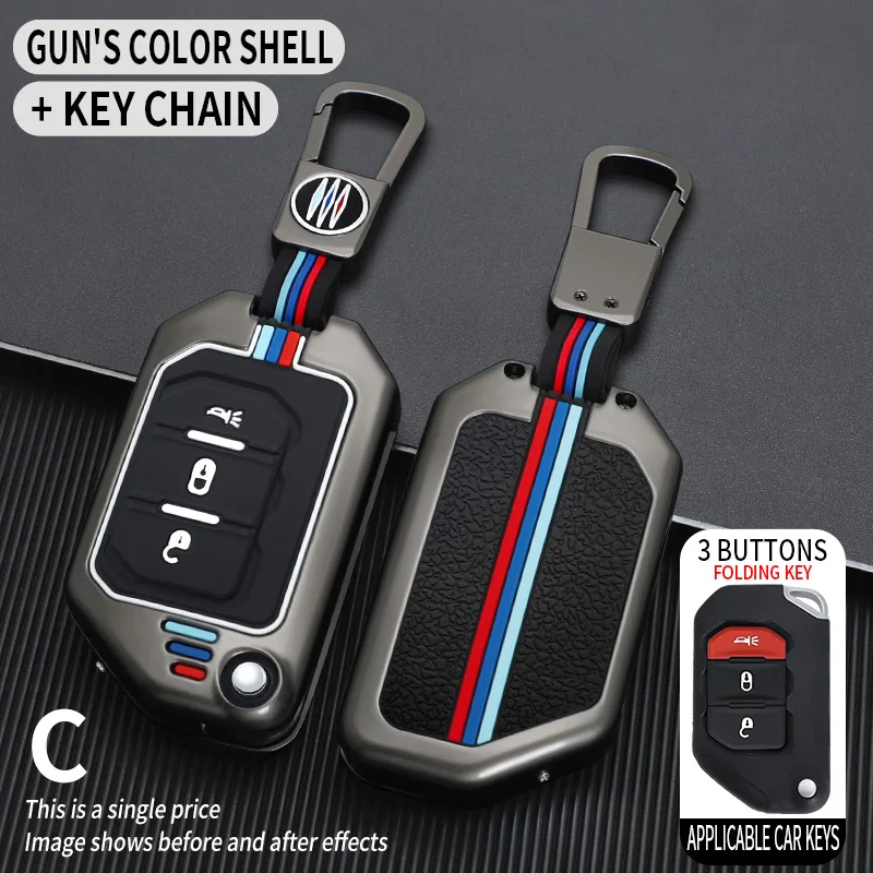 

Funda para llave de coche de 2 y 3 botones para Jeep Wrangler JL TJ gladiador JT 2018 2019, funda remota sin llave, accesorios p